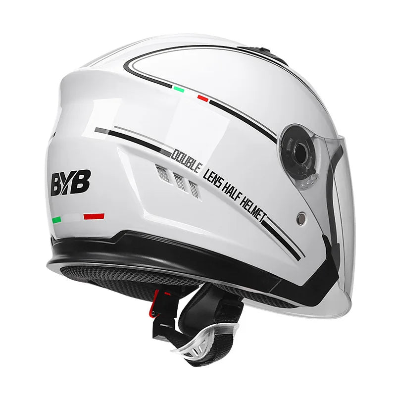 Retro 3/4 Open-Face Motorcycle Helmet with Double Lens – AeroRide | ventumra