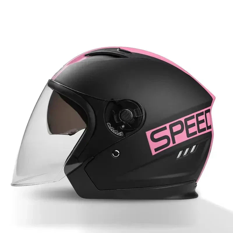 Retro 3/4 Open-Face Motorcycle Helmet with Double Lens – AeroRide | ventumra