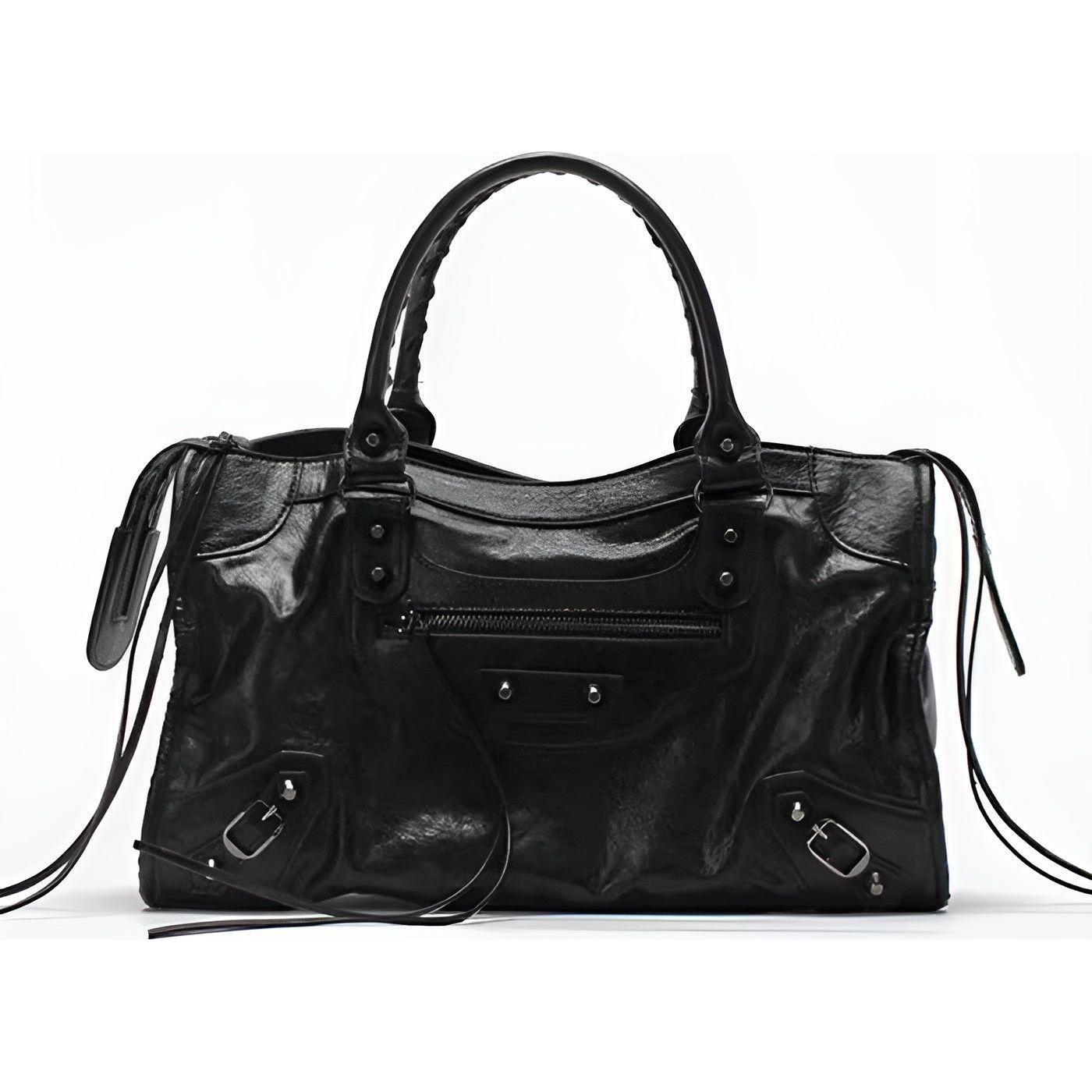 Salome Bag Spacious Handbag in PU Leather Black | ventumra