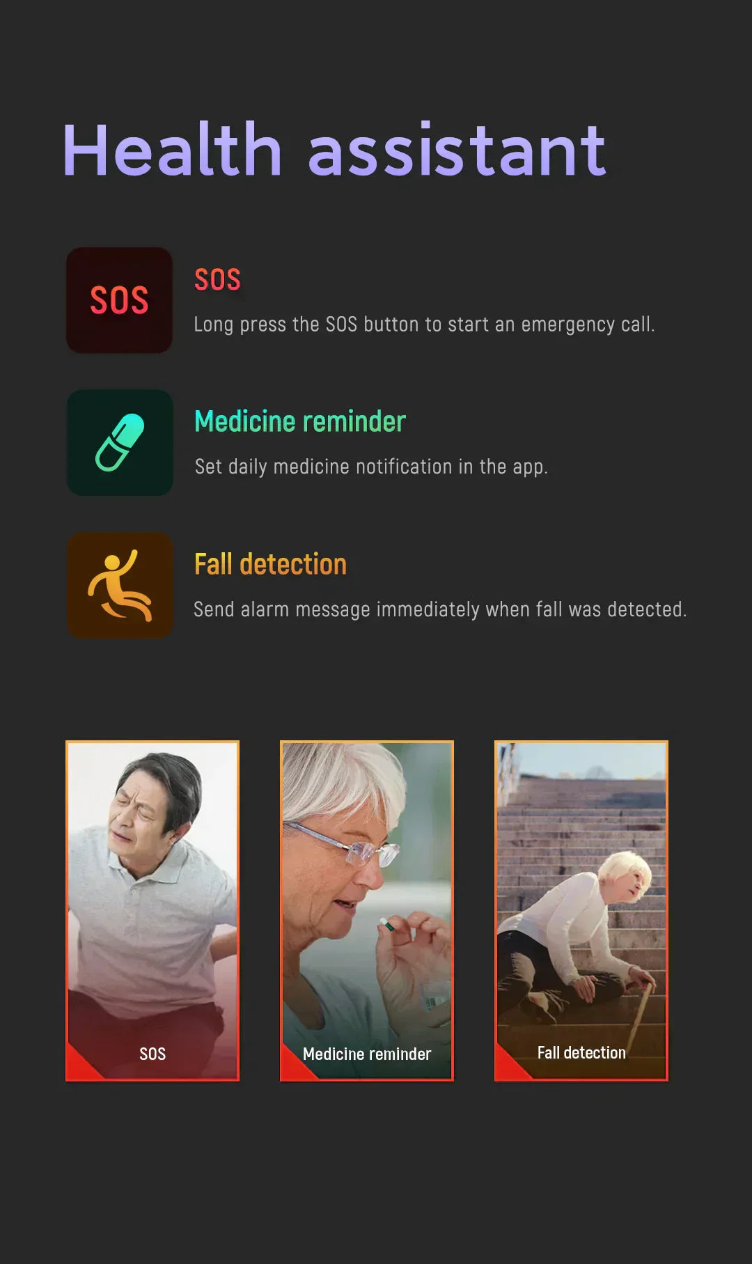 Senior Safety Watch with Fall Detection and GPS – Smart Care Smartwatch | ventumra