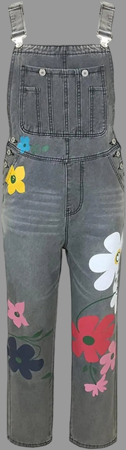 Artistic Floral Denim Overalls | ventumra