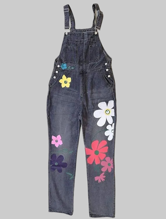 Artistic Floral Denim Overalls | ventumra