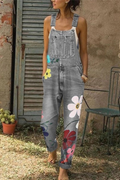 Artistic Floral Denim Overalls | ventumra