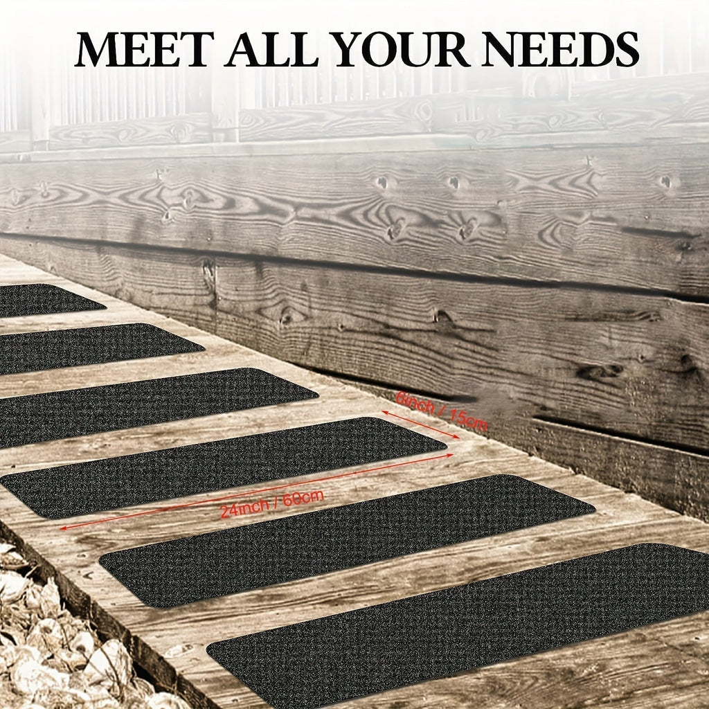 Slip-Resistant Stair Treads 10-pack – 6"x24", 80-Grit, Weather-Resistant | ventumra