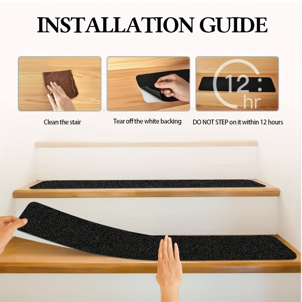 Slip-Resistant Stair Treads 10-pack – 6"x24", 80-Grit, Weather-Resistant | ventumra