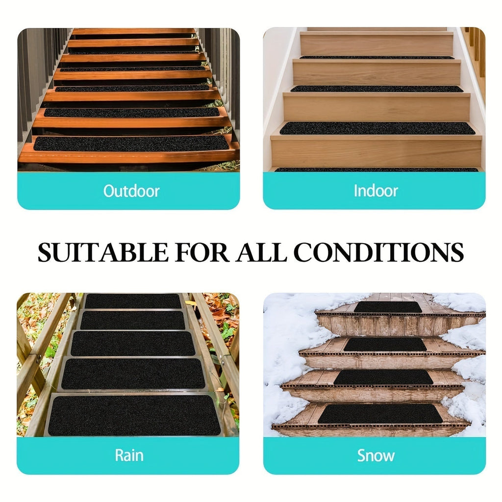 Slip-Resistant Stair Treads 10-pack – 6"x24", 80-Grit, Weather-Resistant | ventumra