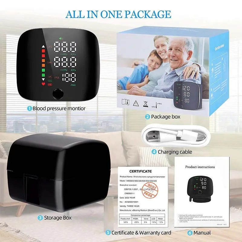Smart Wrist Blood Pressure Monitor – Electronic Portable Sphygmomanometer with Voice Alerts | ventumra