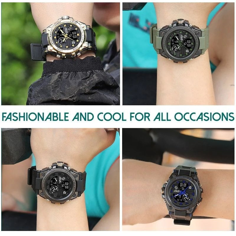 Sporty Dual Display Men's Watch Waterproof, Luminous | ventumra
