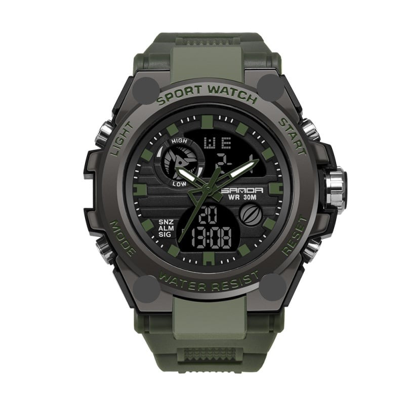 Sporty Dual Display Men's Watch Waterproof, Luminous | ventumra
