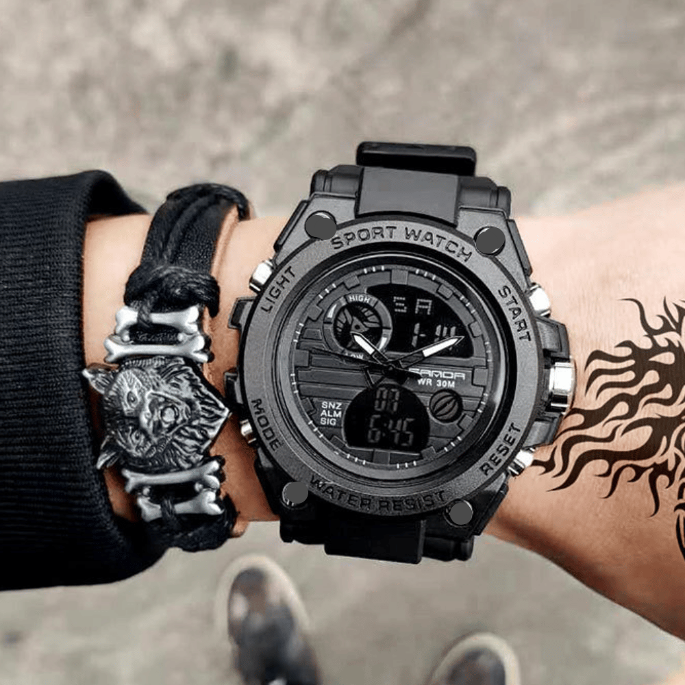 Sporty Dual Display Men's Watch Waterproof, Luminous | ventumra