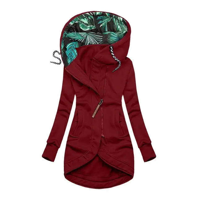 Women's Asymmetrical Zip Longline Hoodie | ventumra