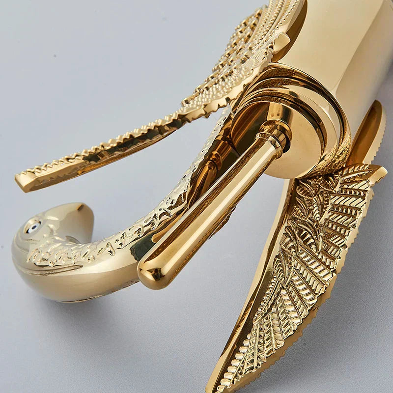 Swan Single Handle Golden Basin Faucet | ventumra