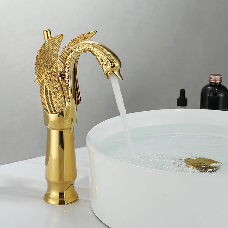Swan Single Handle Golden Basin Faucet | ventumra