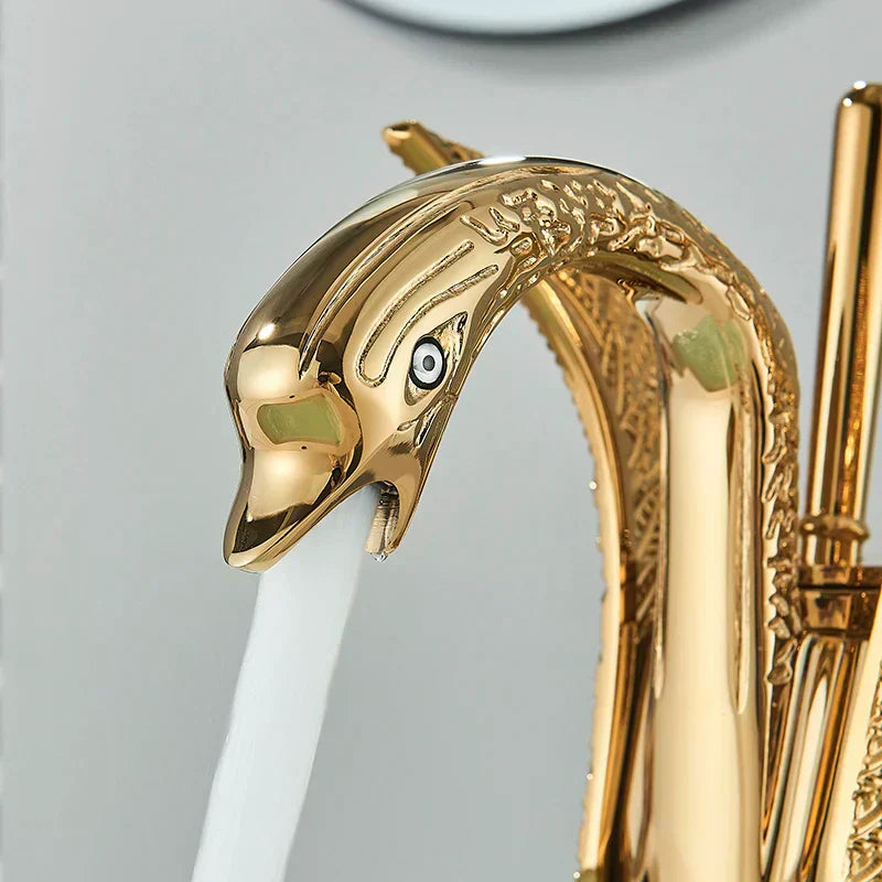 Swan Single Handle Golden Basin Faucet | ventumra