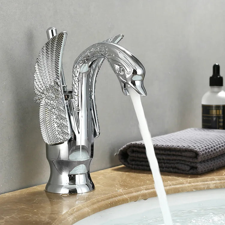 Swan Single Handle Golden Basin Faucet | ventumra