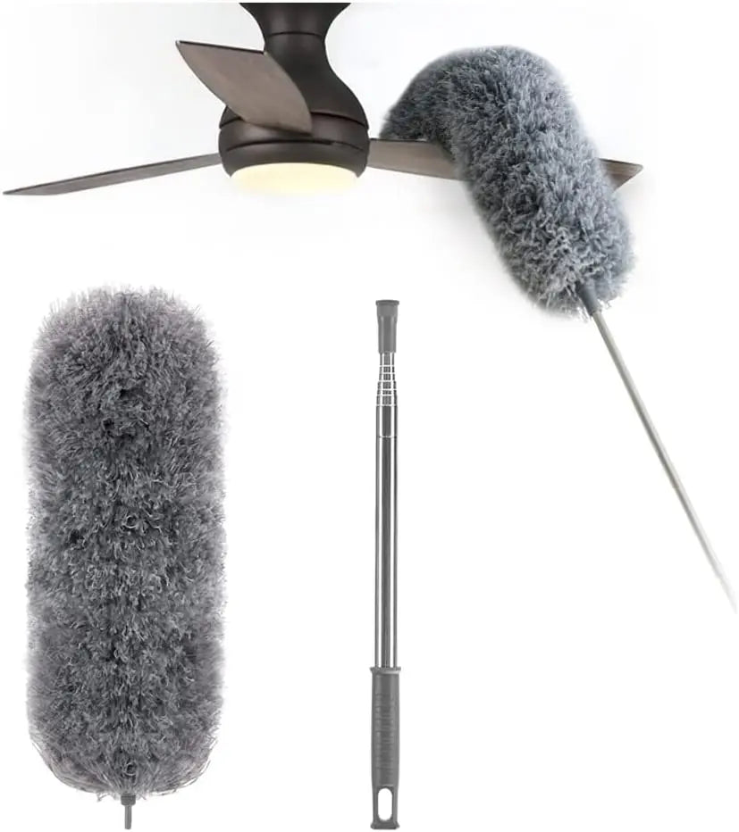 Telescopic dust duster with extra long microfiber head (Free 3 replacement cleaning heads) | ventumra