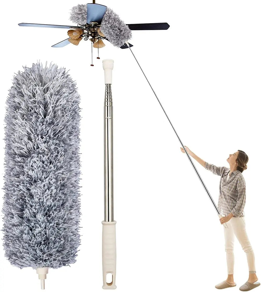 Telescopic dust duster with extra long microfiber head (Free 3 replacement cleaning heads) | ventumra