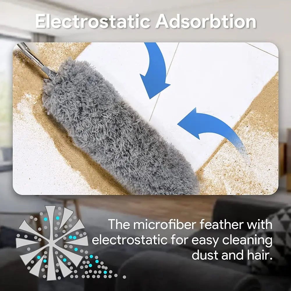 Telescopic dust duster with extra long microfiber head (Free 3 replacement cleaning heads) | ventumra