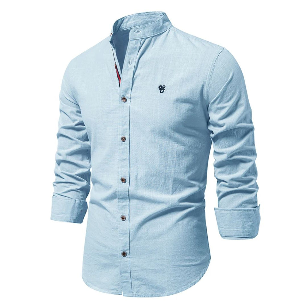 Band Collar Cotton Shirt | ventumra