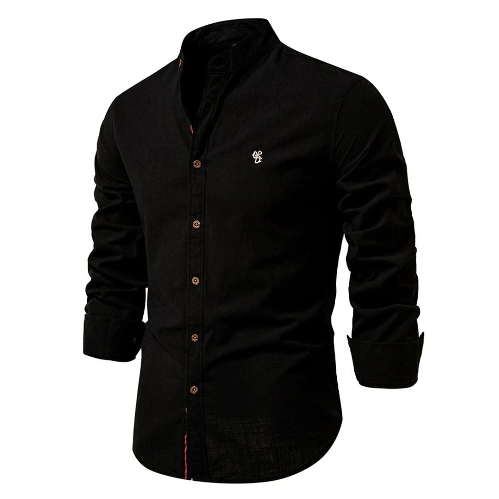 Band Collar Cotton Shirt | ventumra