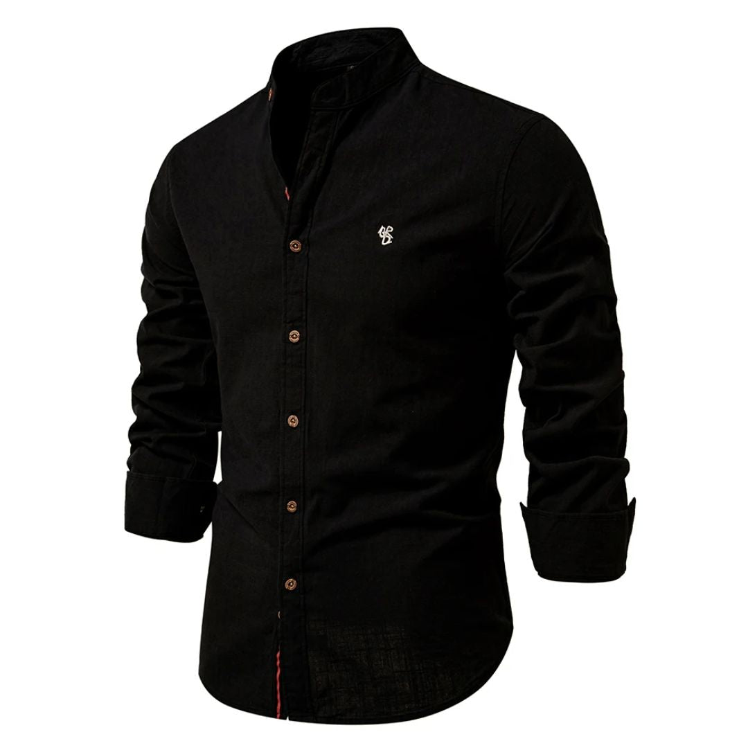 Band Collar Cotton Shirt | ventumra