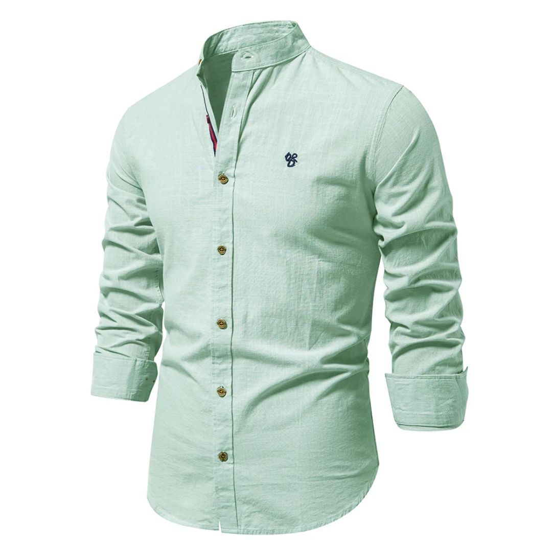 Band Collar Cotton Shirt | ventumra