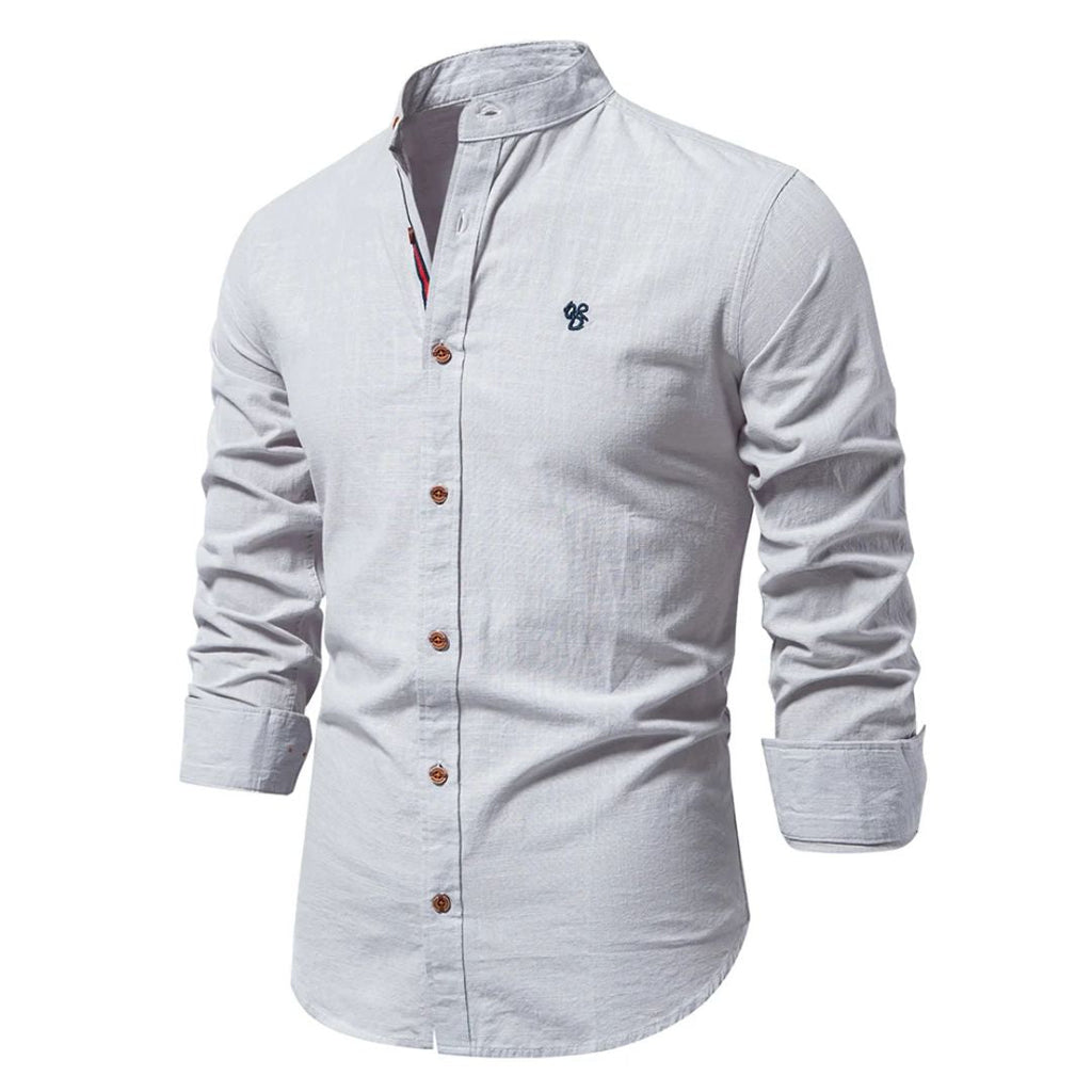 Band Collar Cotton Shirt | ventumra