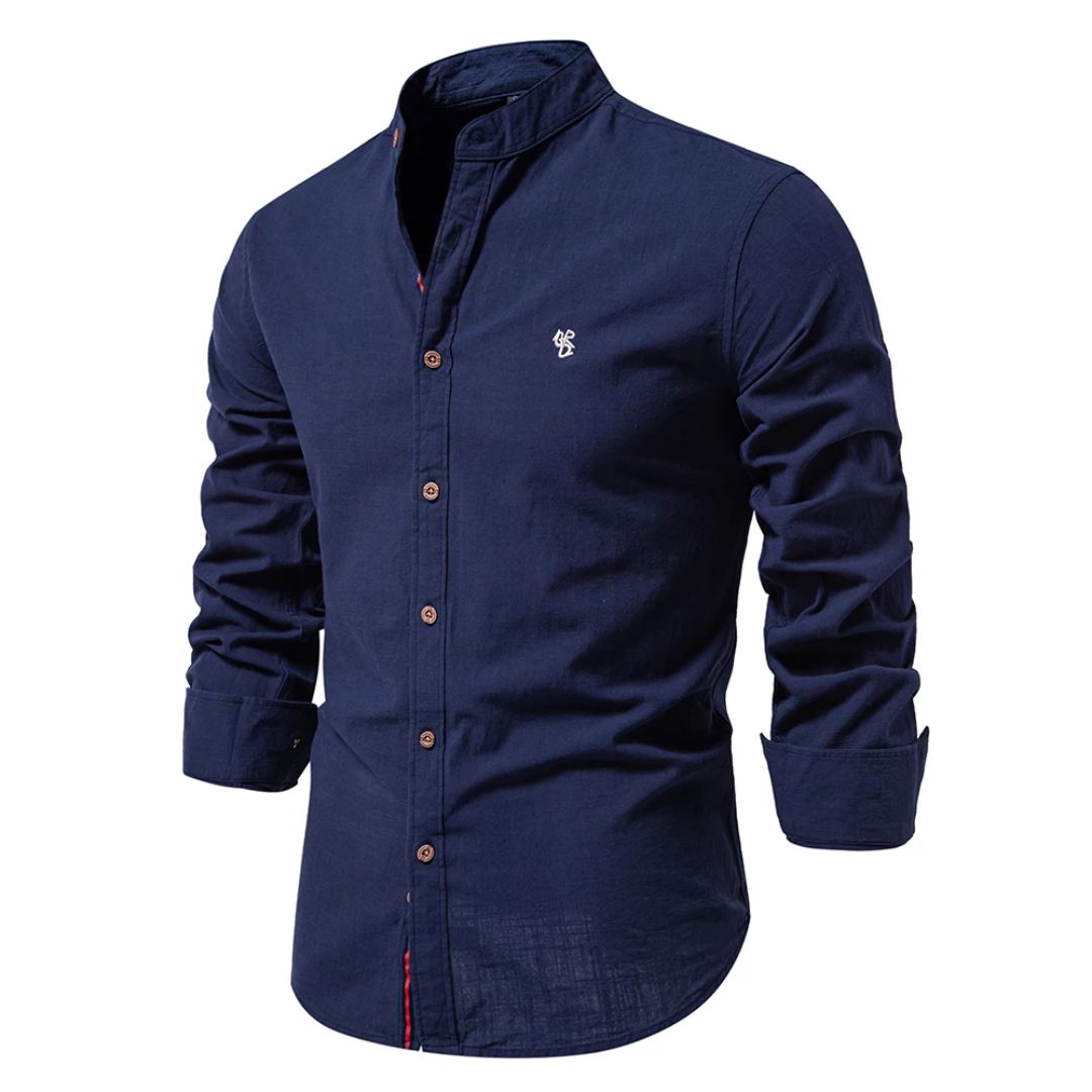 Band Collar Cotton Shirt | ventumra