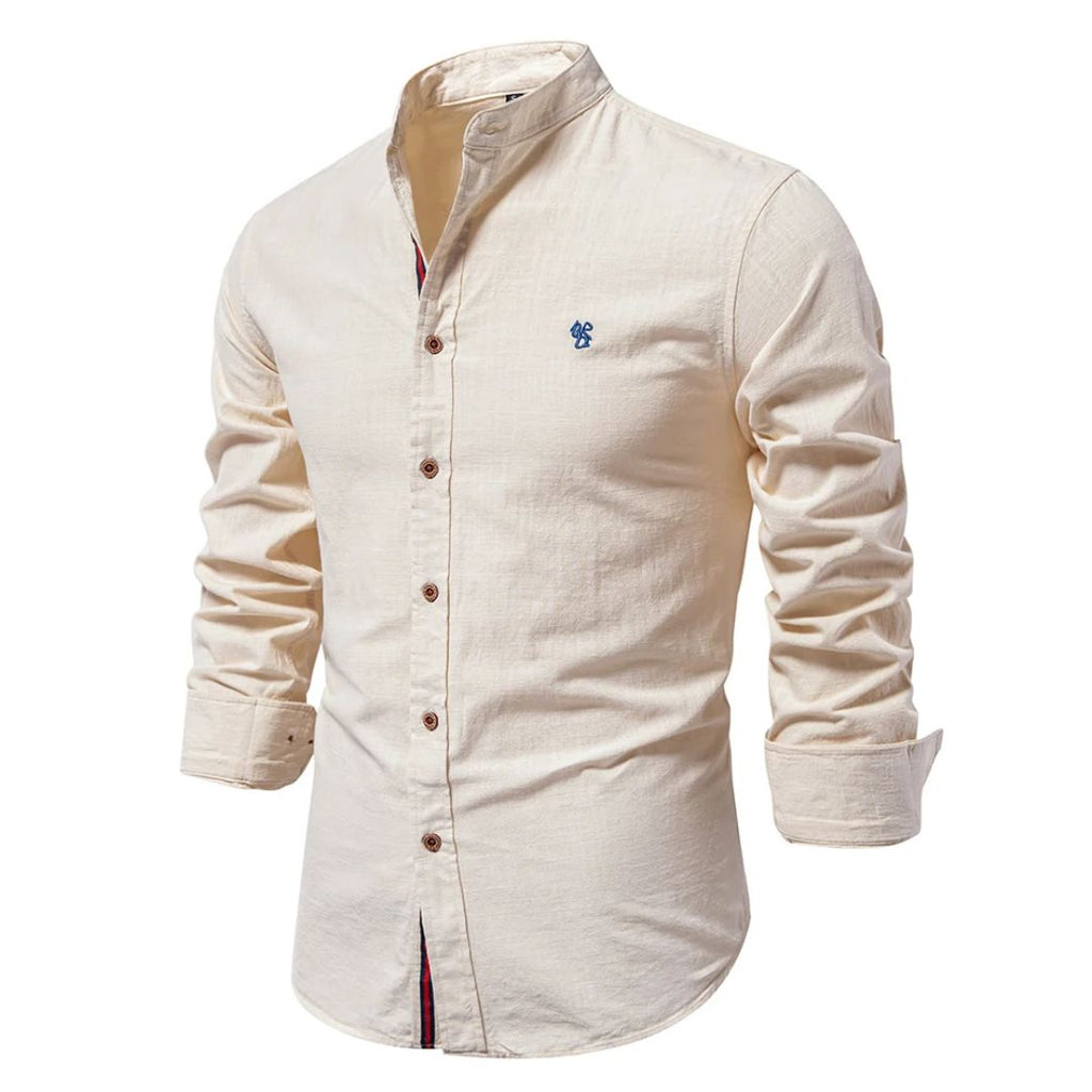 Band Collar Cotton Shirt | ventumra
