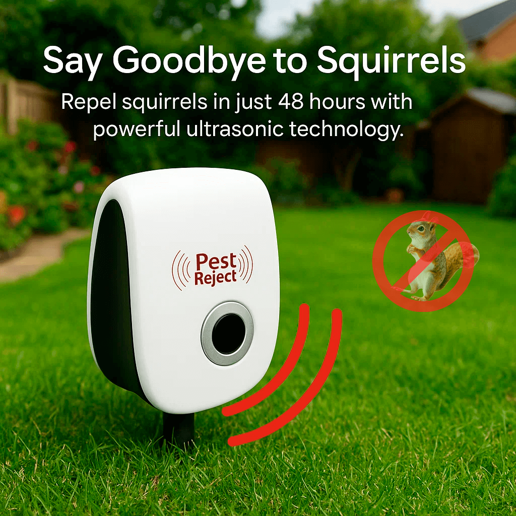 Ultrasonic Pest Repeller - Deters Squirrels in 48 Hrs for Outdoors | ventumra