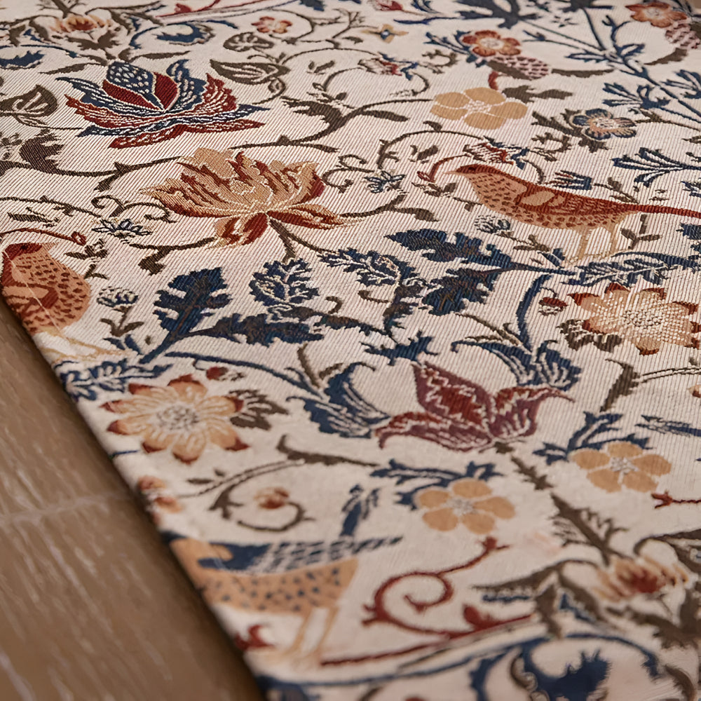 Vintage Floral & Bird Jacquard Table Runner | ventumra