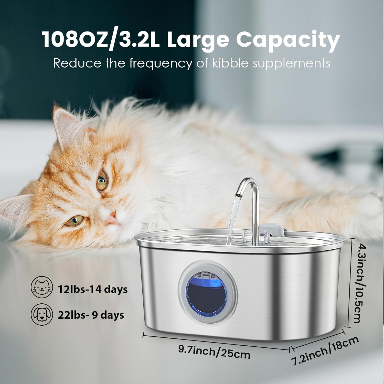 Water Fountain Stainless Steel 3.2L | ventumra