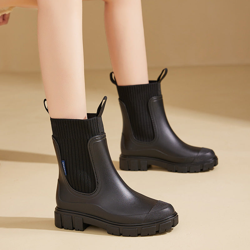 Waterproof Rubber Boots for Women Height-Increasing Platform & Slip-Resistant PVC | ventumra