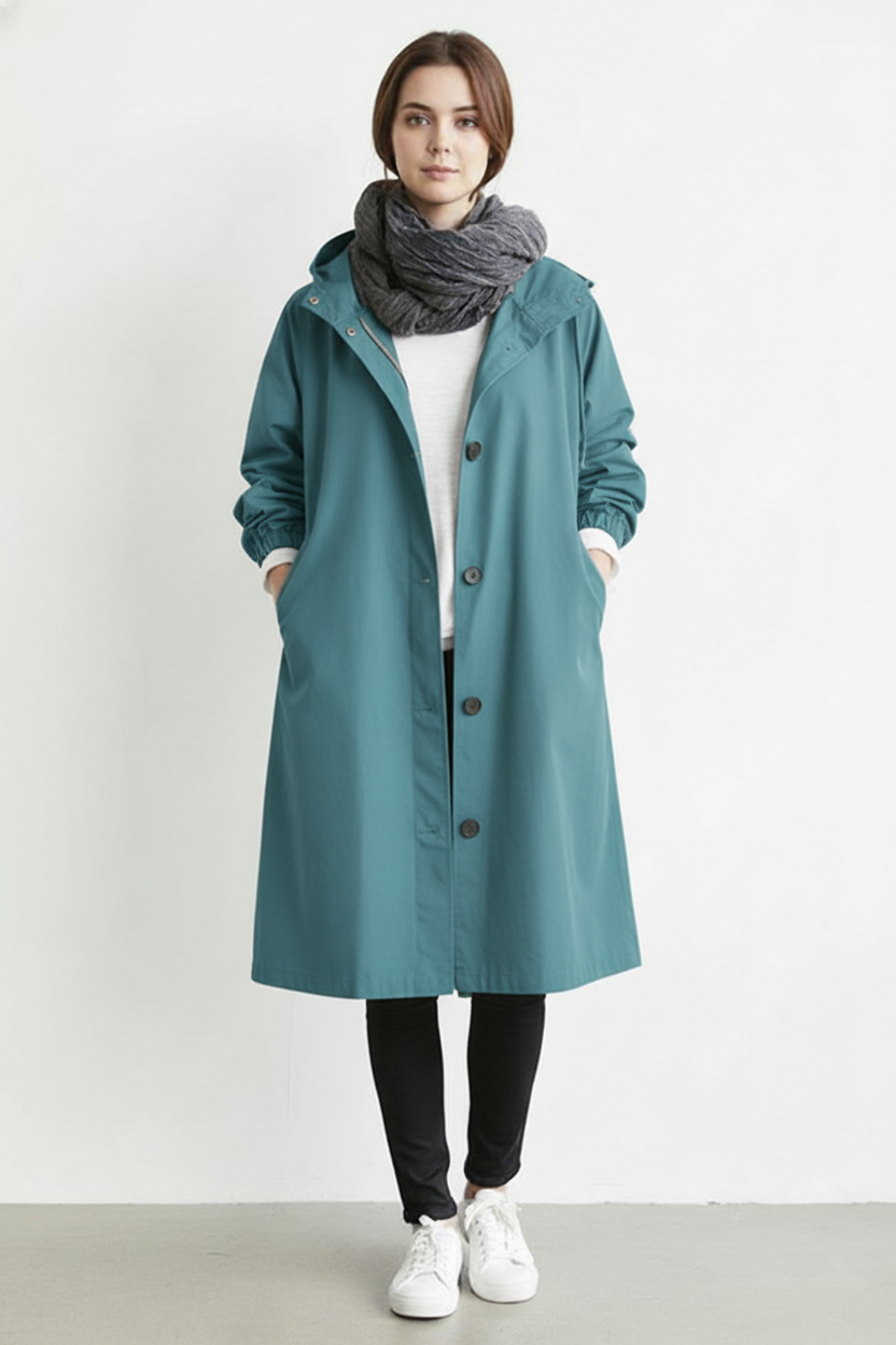 Wind and Waterproof Trench Coat for Women – With Hood for Autumn & Winter | ventumra