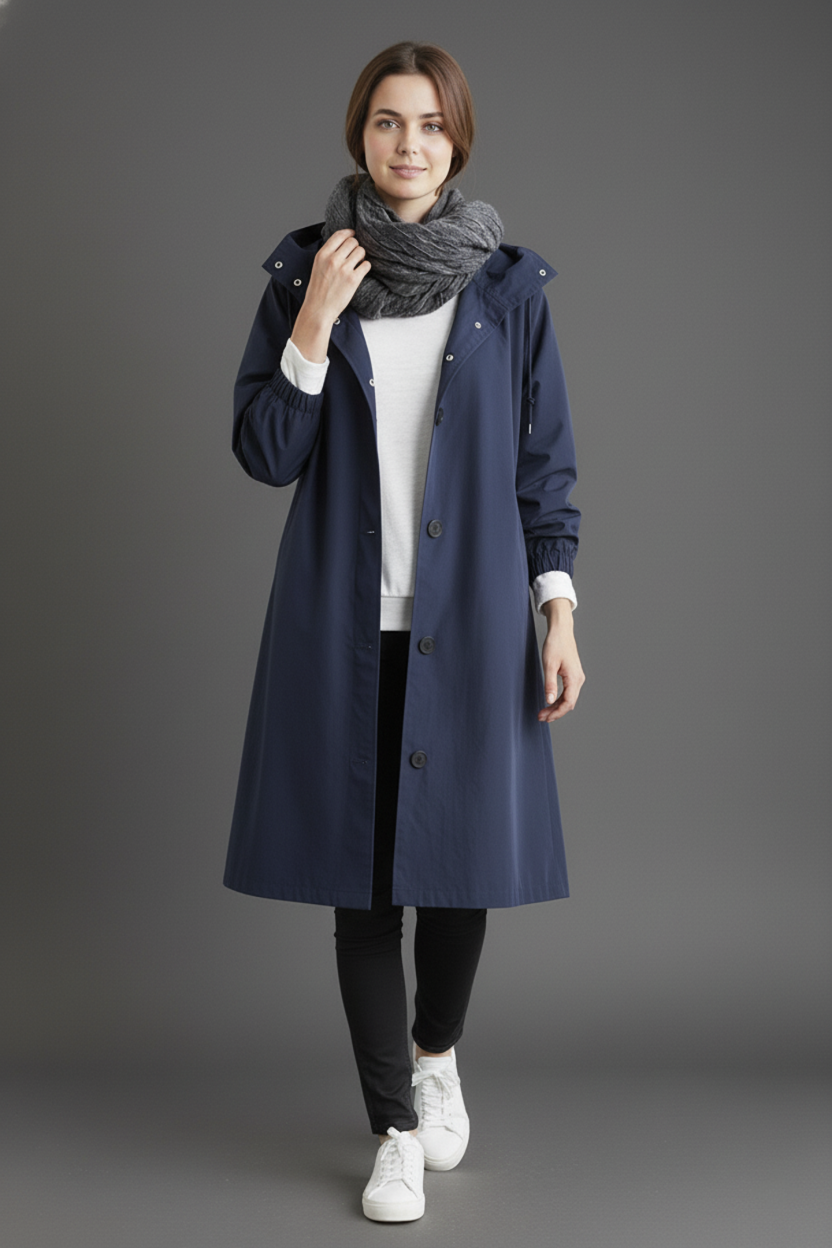 Wind and Waterproof Trench Coat for Women – With Hood for Autumn & Winter | ventumra