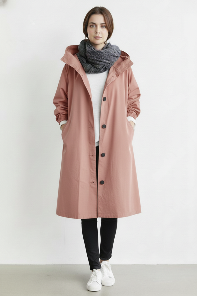 Wind and Waterproof Trench Coat for Women – With Hood for Autumn & Winter | ventumra