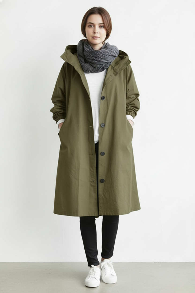 Wind and Waterproof Trench Coat for Women – With Hood for Autumn & Winter | ventumra