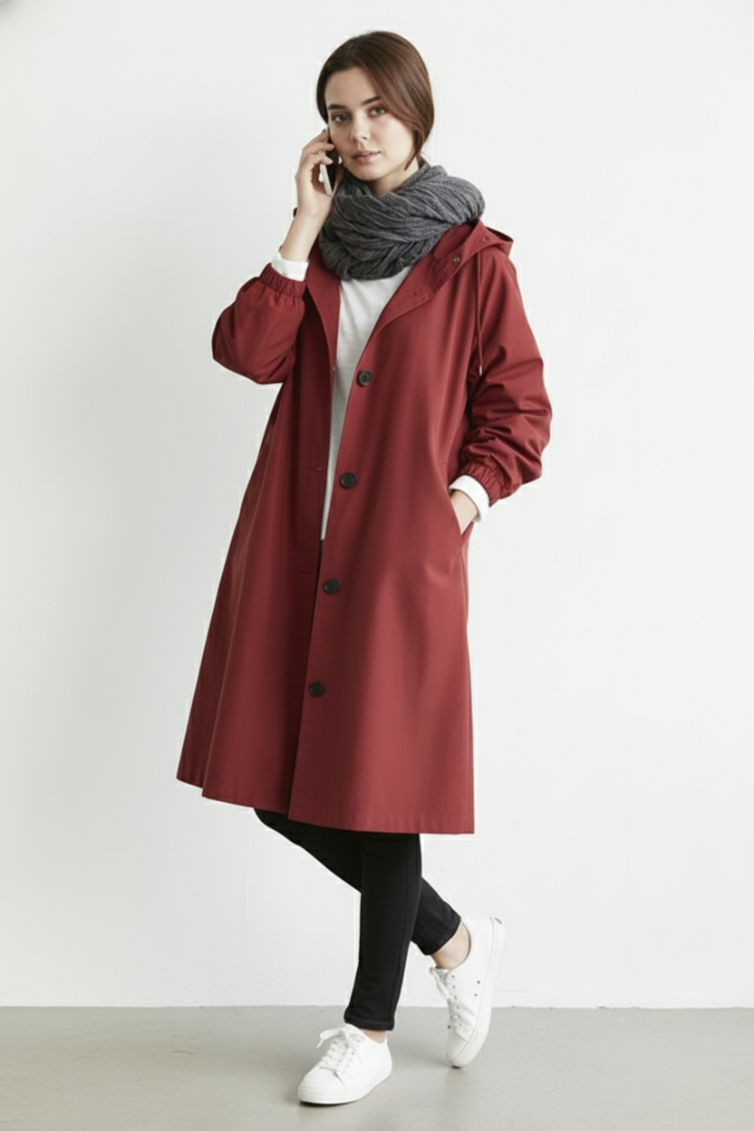 Wind and Waterproof Trench Coat for Women – With Hood for Autumn & Winter | ventumra