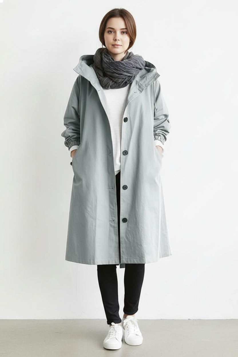 Wind and Waterproof Trench Coat for Women – With Hood for Autumn & Winter | ventumra