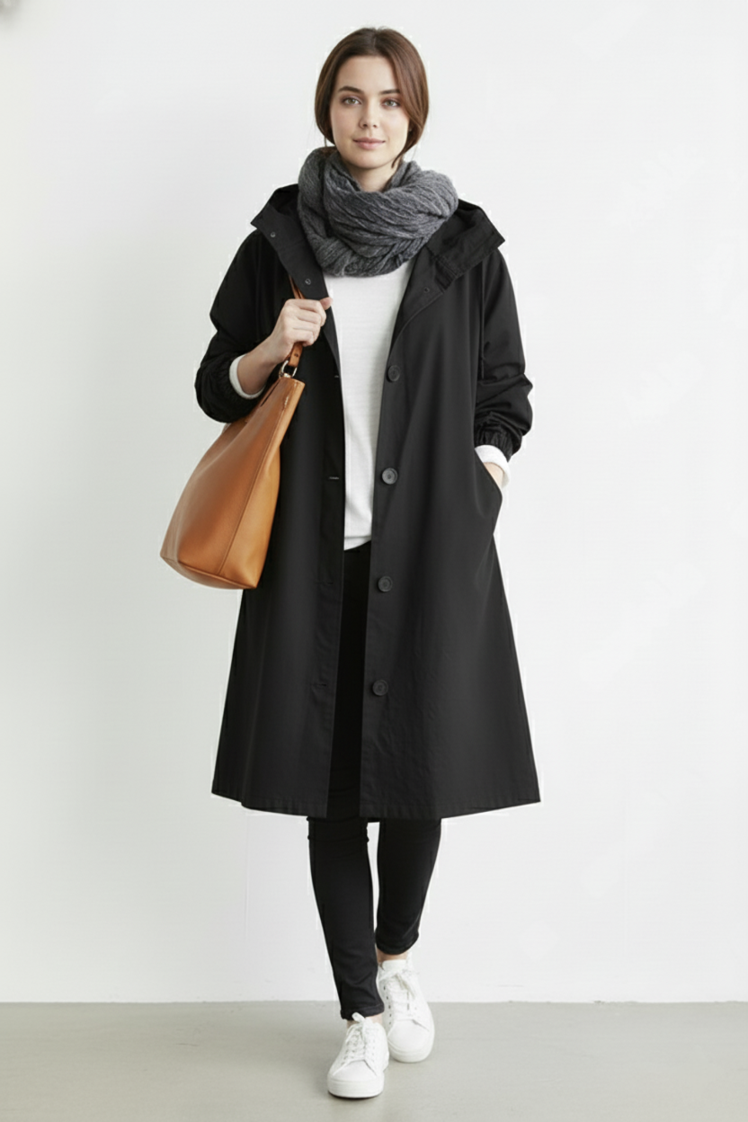 Wind and Waterproof Trench Coat for Women – With Hood for Autumn & Winter | ventumra