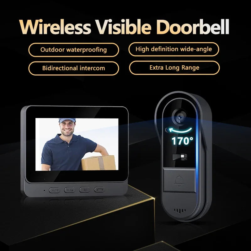 Wireless Video Doorbell with Intercom and HD Night Vision – 4.3” IPS Display, Waterproof | ventumra