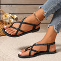 Comfortable Braided Strap Flat Sandals | ventumra