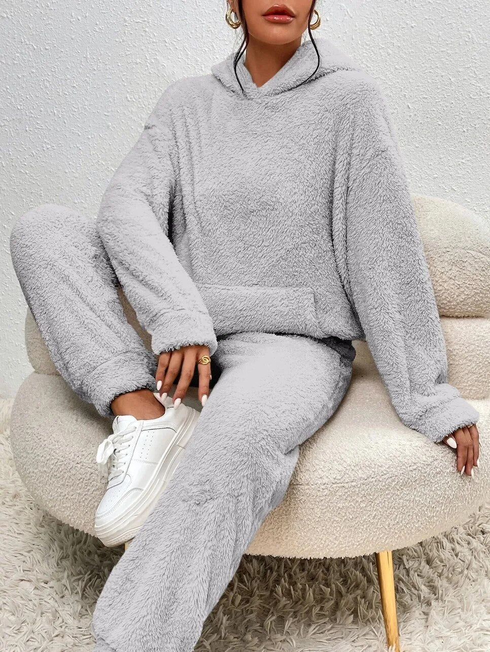 Cozy Plush Hooded Loungewear Set | ventumra