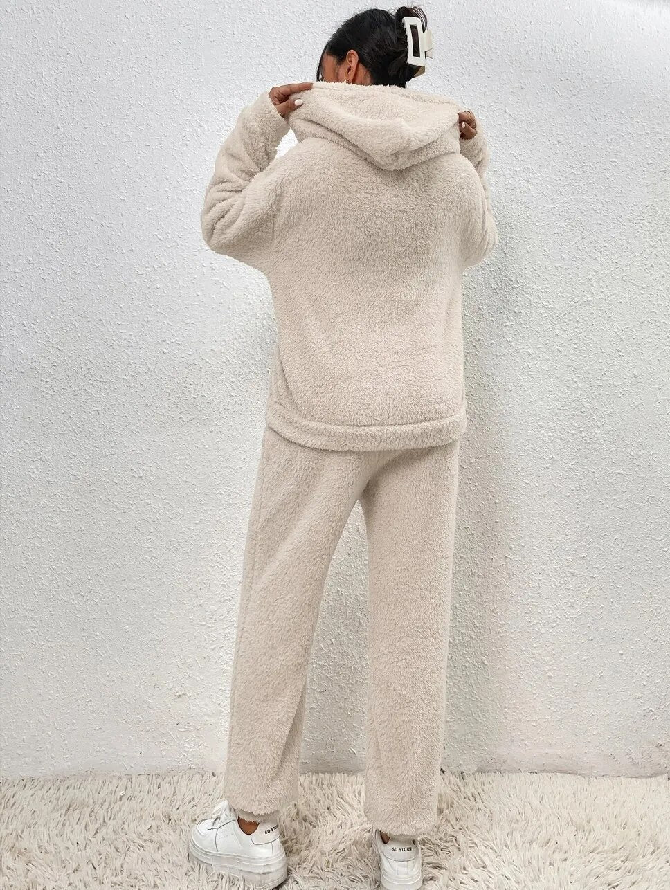 Cozy Plush Hooded Loungewear Set | ventumra