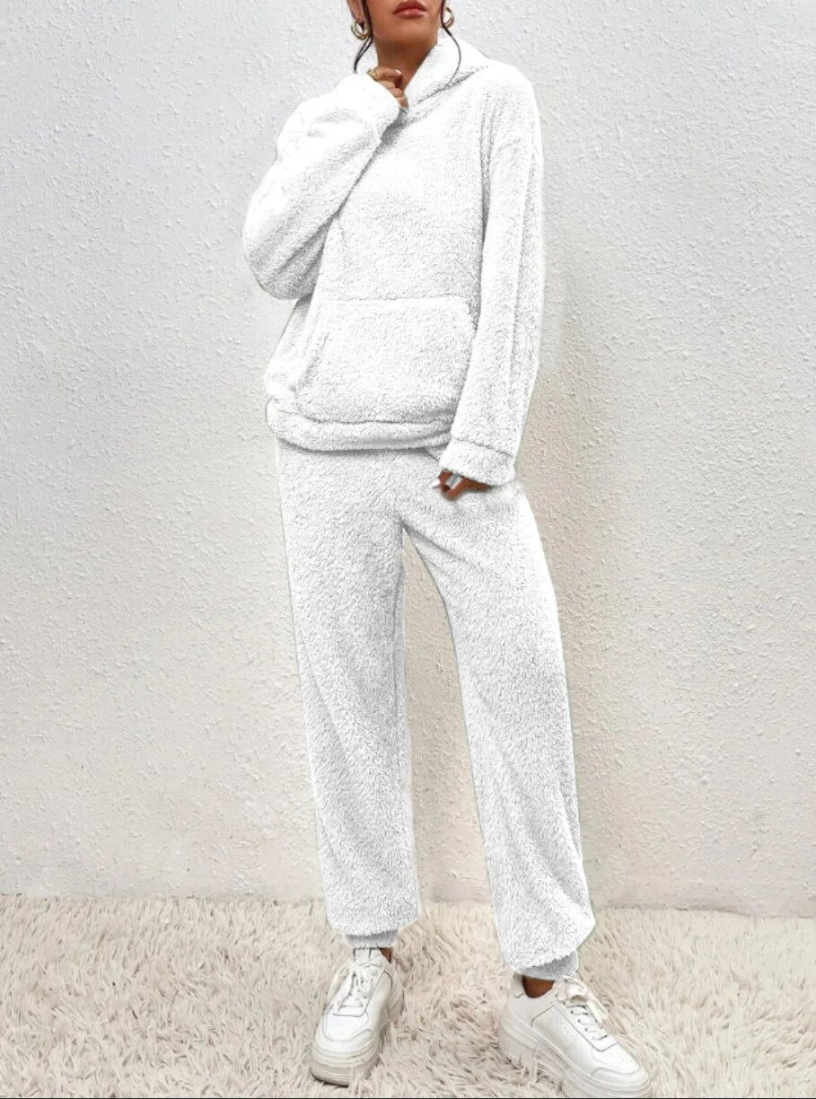 Cozy Plush Hooded Loungewear Set | ventumra