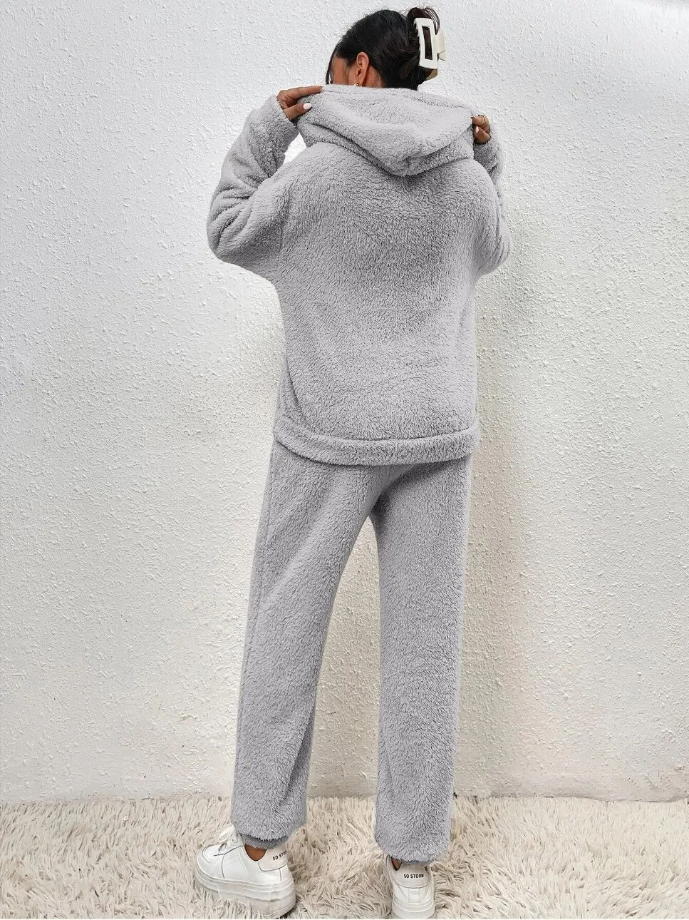Cozy Plush Hooded Loungewear Set | ventumra