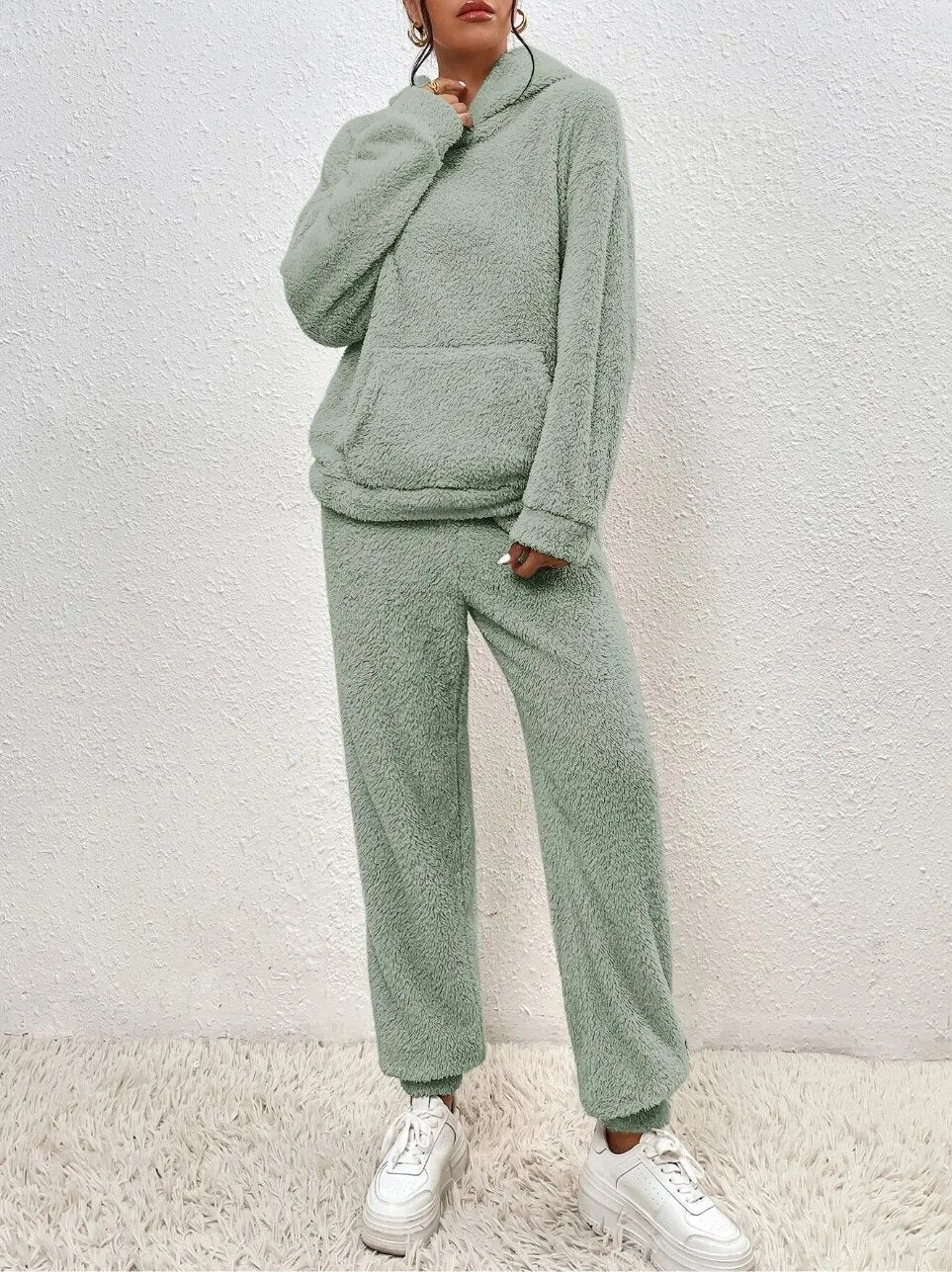 Cozy Plush Hooded Loungewear Set | ventumra