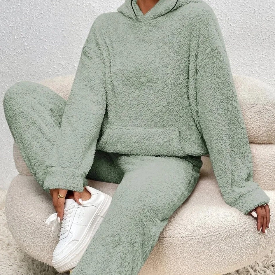 Cozy Plush Hooded Loungewear Set | ventumra