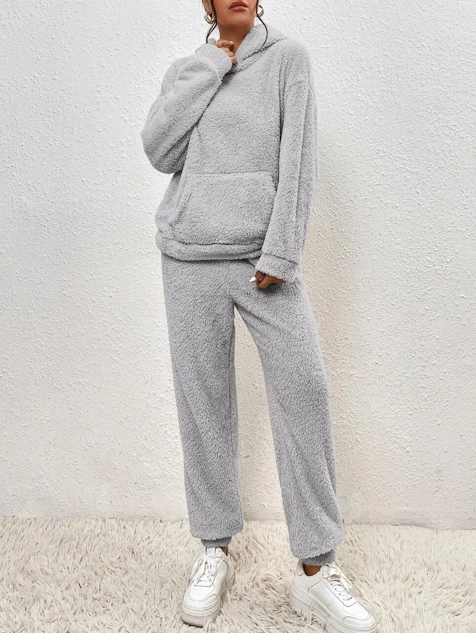 Cozy Plush Hooded Loungewear Set | ventumra