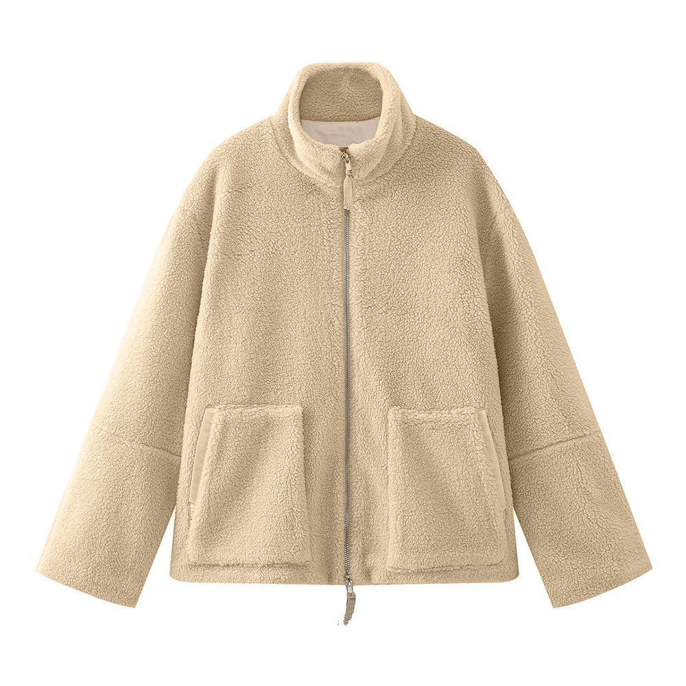 Cozy Relaxed Fit Stand Collar Jacket | ventumra